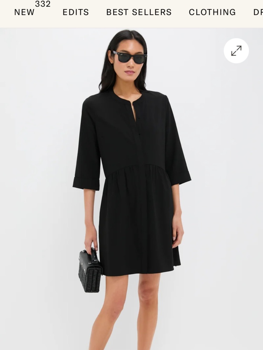 Tuckernuck Black Stretch Crepe Royal Shirt Dress